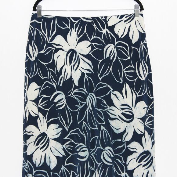 Jones New York 100% Silk Midi Slip Skirt Size 14 Blue Floral - Picture 4 of 9